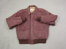 Vintage G-III A1 Flight Jacket Mens Red Leather Bomber Full Zip 90s Suede picture