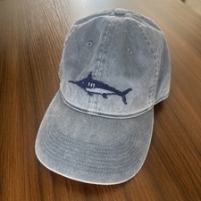 Smathers and Branson Needlepoint Swordfish Denim Baseball Cap Hat Adjustable picture