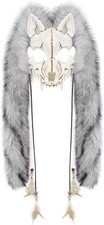 Holiberty Animal Head Wolf Mask Furry Viking Headpiece Warrior Werewolf Hallowee picture