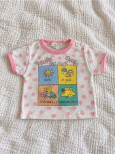 Vintage 90s Childwise Baby Girl Beach Graphic Polka Dot Tee 0-6M picture