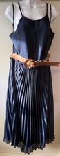 City Chic Women's Navy Halter Pleated Midi Dress Spaghetti Strap Size XS picture