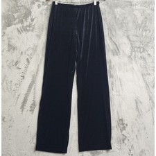 Vintage Notations Pants Womens S Black Velvet Velour Pull On Straight Leg Formal picture