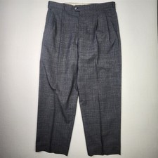 Vtg USA MADE 36x30 Gray Glen Check Wool Tweed High Waist Old Money Dress Pants picture