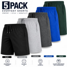 5-PACK Men’s Lounge Shorts Cotton Blend & Elastic Waist (Sizes- S-3XL) picture