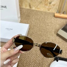 CELINE CL40235U Oval UV Sunglasses Silver Metal Frame Dark Lens 54-18-145 picture