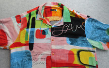 Jams World Shirt Mens XL 60 Years Art Deco Color Block Rayon Hawaiian Button Up picture
