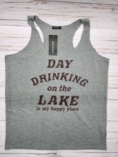 SheShow DAYDRINKING ON THE LAKE IS MY HAPPY PLACE Womens Graphic Tank NWT picture