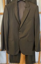 Burberry London Bond Street 2pc Suit Mens 46XL Beige Wool Pinstriped 38x33 Pants picture