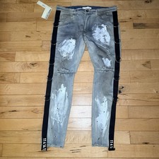 KDNK Jeans Skinny Leg Distressed Paint Splats D Ring Buckles 1141411 Men’s 36 picture
