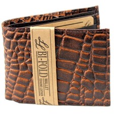 New Mens Genuine Leather Bifold Wallet ID Credit Card Alligator Window Crocodile picture