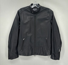 Vince Leather Jacket Mens Large Black Lambskin Lamb Moto Biker Full Zip Soft picture