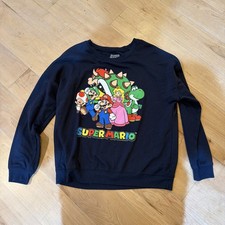 Nintendo Super Mario Bros Shirt Men's Size M Black Long Sleeve Mario  picture