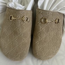 Gucci GG Supreme Horsebit Mules Oatmeal  Lug Sole Slides Italy Size 11 Eu 41 picture