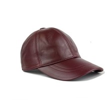 Handmade Burgundy Baseball Cap Hat – 100% Genuine Leather, Limited Edition picture