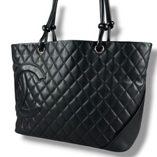 CHANEL Cambon Large Tote Handbag Bag 9266128 Leather CC Logo Black Vintage y2k picture