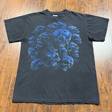 Vintage Skull Pile Shirt Mens Medium Black Faded Tennessee River Y2K 2000s picture