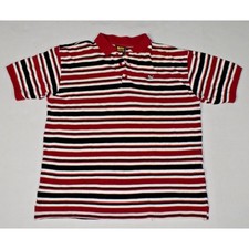 Vintage 90s Drunknmunky polo Shirt Mens L Red While Black Stripe Textured Cotton picture