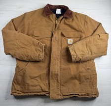 Vtg Carhartt C03 BRN Arctic Jacket Canvas Chore Barn Quilt Lined USA Made 46 2XL picture