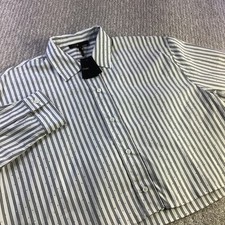 Maje Cibacky Striped Rhinestone Cropped Shirt Ecru Grey Size 2 NWT picture