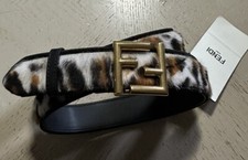 New $750 Fendi Womens FF Logo Leather  Belt Black/Brown/White 34/85 picture