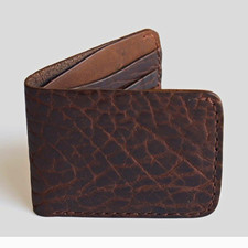 BRAND NEW CORONADO LEATHER SHRUNKEN AMERICAN BISON 6 SLOT BILLFOLD picture