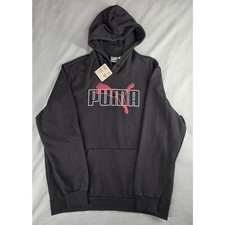 PUMA Raised Up Hoodie Men's XL Black Graphic Pullover Sweatshirt 684437-01 NWT picture