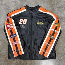 Vintage Chase Authentic Tony Stewart 20 NASCAR Leather Racing Jacket Mens XL picture