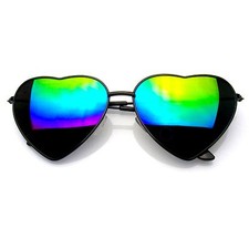 Premium Womens Cute Metal Frame Heart Shape Sunglasses picture
