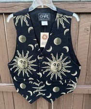 New CAFE Lemonade Ices Men’s Vest Size 1 Celestial Sun Moon Tapestry Black USA picture