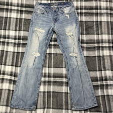 BKE Jeans Mens 30x29'' Short Bootleg Aiden Distressed Blue Denim Cowboy Grunge picture