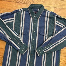 Vintage Wrangler Brushpopper Striped Western Button Up Shirt XL picture