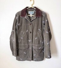 Vintage LL Bean Green Corduroy Collared Jacket w/Dog Embroidery | S Women’s picture