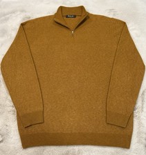 Loro Piana Silk Cashmere 1/4 Zip Mustard OlivePullover Classic Sweater Size 56 picture