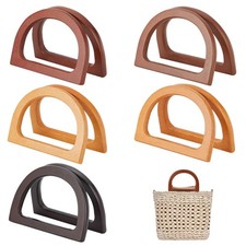 PH PandaHall 10PCS Wooden Bag Handles 5 Colors Handbag Replacement picture