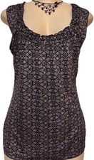 Vintage Max Studio womens top size L Black Purple shirt sleeveless boho blouse picture