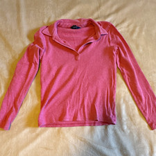 Gap Women’s Pink Solid Knit Collared Long Sleeve Stretch Pullover Top S picture