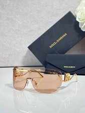 Dolce & Gabbana DG2320 Rimless Shield Sunglasses Gold Metal Frame 143-0-120 New picture