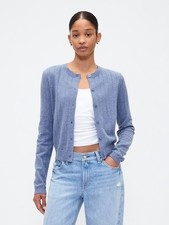 NWT GAP CashSoft Pointelle Cardigan, Sz XS, Blue, Crewneck, School, Office picture