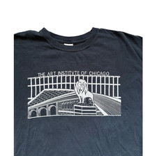 Chicago Museum Lion Graphic T-Shirt Black Heavy Cotton XL Art Wildlife Design picture