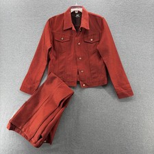VTG Karl Kani Jacket Jeans Set Womens 14 Orange Denim Rhinestone Logo Hip Hop picture