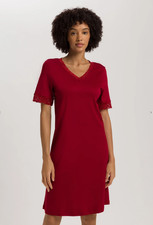 Hanro 77040 Women's Moments Short Sleeve Nightgown S Red Dahlia MSRP $205 NWT picture
