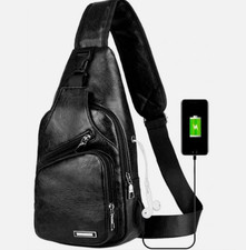 Men's Anti-Theft Sling Backpack - Crossbody Chest Bag with USB Charging Port picture