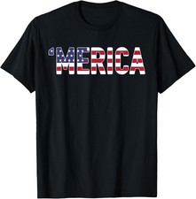 'Merica - Patriotic Flag USA United States America Graphic T-Shirt Unisex Black picture