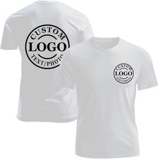 Custom Business Logo T-Shirt Front Back Upload Photo Text Logo 100% Cotton picture