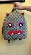 Gucci Kids GG Monogram Monster Mini Backpack Canvas/Leather Zip Top Handle picture