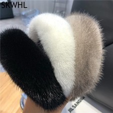 2025 New Women's Luxury Winter 100% Mink Fur Headband Real Fur Hair Band picture