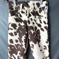 NYRVA Faux Cowhide Pants Cow Print Jeans Animal Print Fake Rawhide Unisex Sz 26 picture