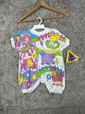 NWT Vtg 90s Joggles Baby Romper Farm Animal Neon Kidcore All Over Print Sz 12M picture