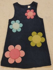 Gymboree Smart And Sweet Pop Flowers Blue Corduroy Jumper Dress sz 8 Fluffy picture
