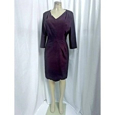 $498 LaVia 18 Purple Brown Chambray Wool Stretch Sheath Dress  Size42 US 8 #995 picture